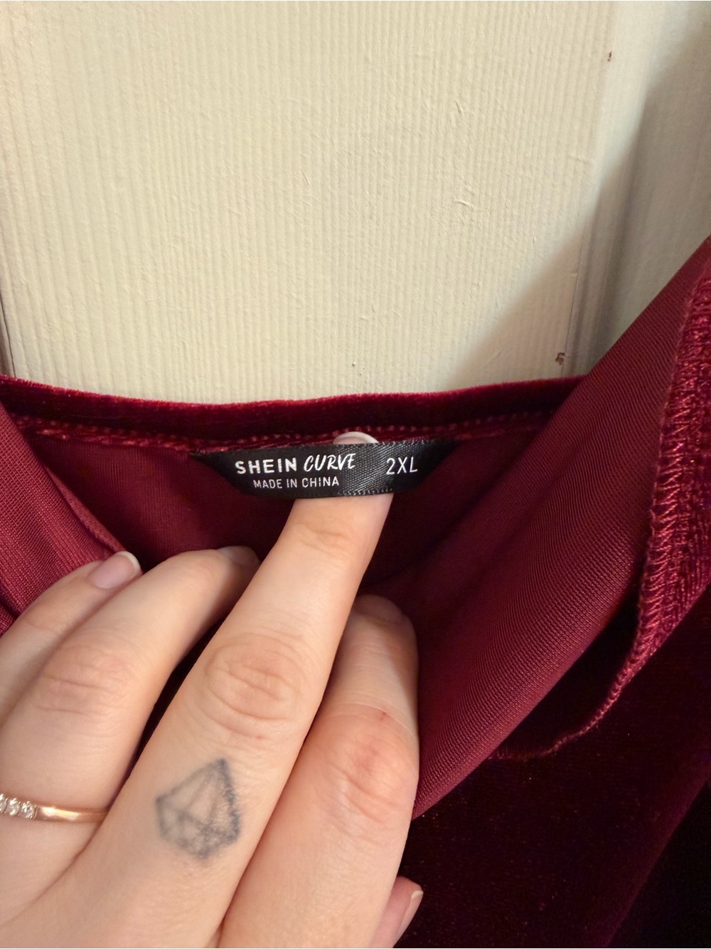SHEIN Burgundy Velvet Cowl Neck Strapless Slip Dress 2XL - Picture 3 of 4